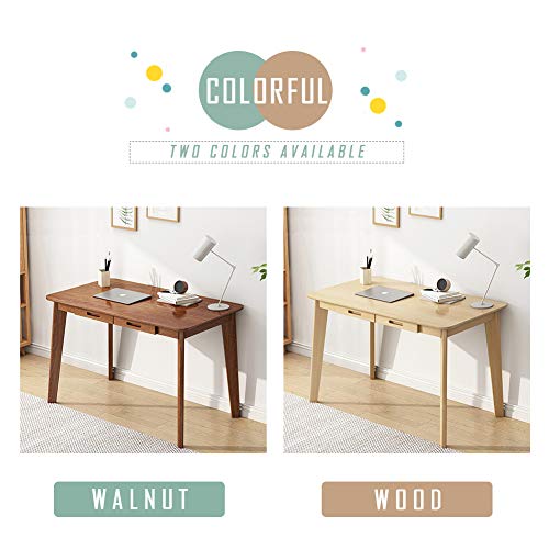 IOTXY Solid Wood Writing Desk - Home Office Laptop Computer Table, Walnut - color: Walnut, size: 100CM