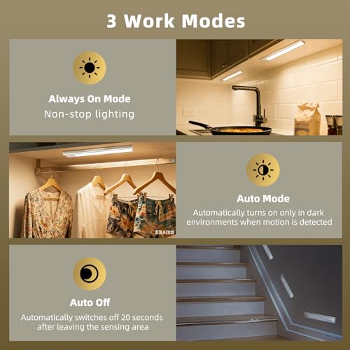 Dimmable Under Cabinet Lighting, Wireless Motion Sensor Light, 5 Pack - color: Warm White Light, size: 12 inch