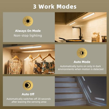 Dimmable Under Cabinet Lighting, Wireless Motion Sensor Light, 5 Pack - color: Warm White Light, size: 12 inch