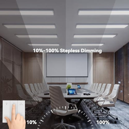 AIKVSXER 2PCS 1x4 LED Flat Panel Light Surface Mount with Wireless Switch | App Control, Night Mode, 50W 5500LM, 3000K/4000K/6500K, Ultra-Thin LED Light for Office Home,120-277V - White