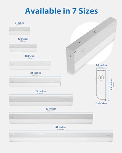 24” LED Direct Wire Under Cabinet Light with On/Off Switch - Dimmable LED Lights for Kitchen - Selectable CCT 2700K-5000K, 612-648 Lumens, 9W - UCB Hardwired Under Cabinet Lighting by NICOR Lighting - size: 24, style: Switch