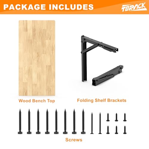 TORACK Heavy Duty Wall Mounted Folding Workbench, Collapsible Wall Table | Space-Saving, Wall Folding Desk for Garage, Workshop, Holds up to 550 lbs, Size: 47.25 x 22.75 in - size: 47.25x22.75 inch