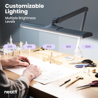 Neatfi Ultra 3,500 Lumens LED Desk Lamp w/Clamp, 26-Inch, Non-CCT (White) - color: White, size: 26-Inch Wide Shade