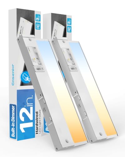 Hardwired Under Cabinet Lighting, 12 Inch 8W Linkable Cabinet Light ,2Pack - color: 2 Pack, size: 12 Inches