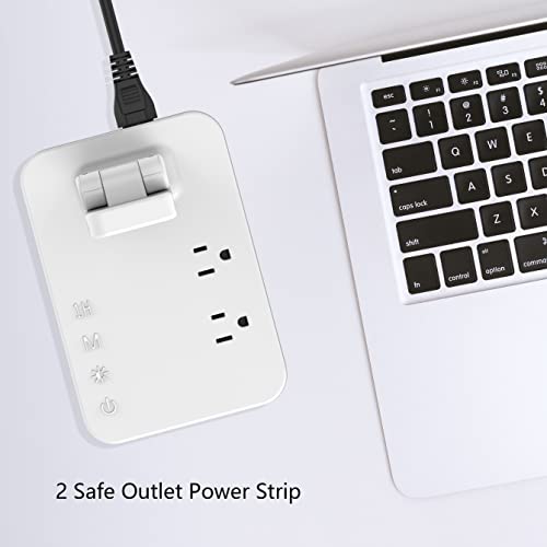 Drevet LED Desk Lamp, Desk Light with 1 USB Charging Port and 2 AC Power Outlet, 3 Lighting Modes, 3 Level Brightness,1H Timer, Touch Control, Eye-Caring Home Office Foldable Table Lamp (White) - color: White