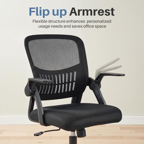 DUMOS Office Chair, Ergonomic Home Desk Chair, Ergonomic Lumbar Support - color: Black Flip Arm