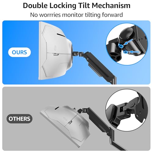 MOUNTUP Heavy Duty Monitor Arm for 49 inches, 44 lbs Curved Screens, Ultrawide Single Monitor Desk Mount, Monitors Stand for Samsung Odyssey G9 and More, VESA Mount with Clamp & Grommet Base