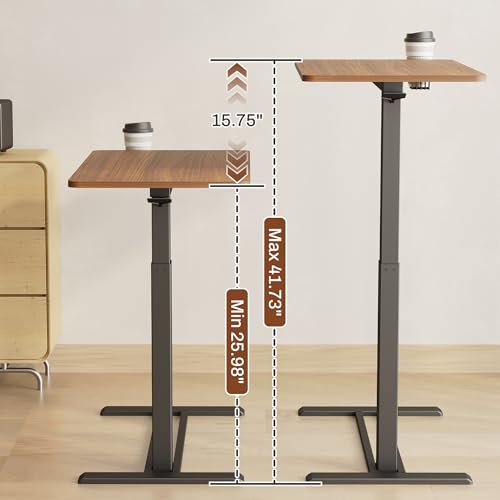 FLEXISPOT 32" Mobile Standing Desk Pneumatic Lift Computer Workstations - color: Mahogany, size: 32x18