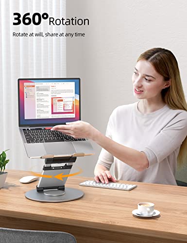 Nulaxy 18" Height Telescopic 360 Rotating Aluminum Laptop Stand Desk Silver | Ergonomic Computer Holder Riser with Heat-Vent, Standing Desk Converter Holds 22 Lbs for Office Desk Use Fits 10-17" Laptops - color: B-Silver