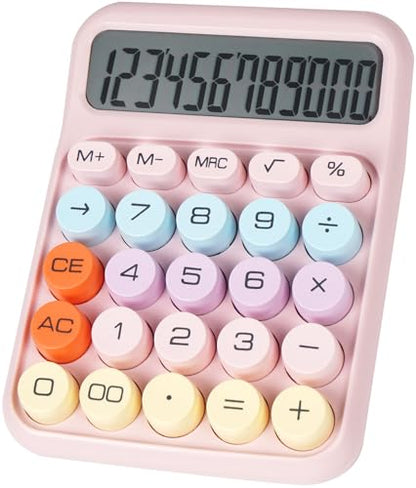 Mechanical Switch Calculator with Big Buttons, Calculators Desktop, 12 Digits, Large LCD Display, Desk Calculator, Cute Pink Calculators for Teachers Students Basic Office (Pink) | 12 Digits, Large LCD Display, Desk Calculator, Cute Pink Calculators for T