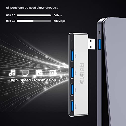 USB Hub 2Pack(1 Right and 1 Left), Fidioto 4 Port USB Adapter(1 * 3.0 Port, 3 * 2.0 Port), Laptop, iMac Pro, MacBook Air, Mac mini/Pro, Notebook PC, USB Flash Drives and Mobile HDD Etc. - color: 4in1-Right&left-Silver