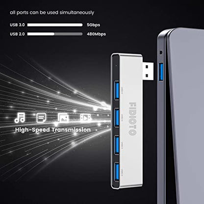 USB Hub 2Pack(1 Right and 1 Left), Fidioto 4 Port USB Adapter(1 * 3.0 Port, 3 * 2.0 Port), Laptop, iMac Pro, MacBook Air, Mac mini/Pro, Notebook PC, USB Flash Drives and Mobile HDD Etc. - color: 4in1-Right&left-Silver