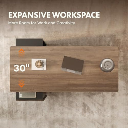 FLEXISPOT 60" Executive Standing Desk with Drawers & CPU Cabinet - color: Black Walnut, size: 60"x30"