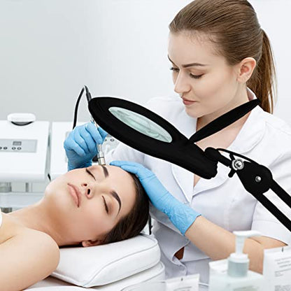 Bifocal LED Magnifying Lamp with Clamp, 14W 1200LM, Black | 5-inch bifocal glass lens with 60 SMD LEDs provides 2.25X & 6X magnification and 4 brightness levels - color: Black