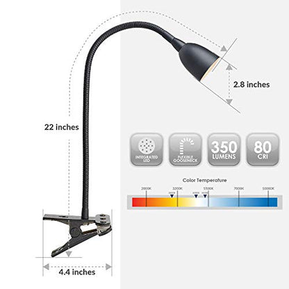 Newhouse Lighting NHCLP-OL-BK Olivia Dimmable and Color Temperature Changing Clamp Light Desk Lamp Black - color: Dimmable Black