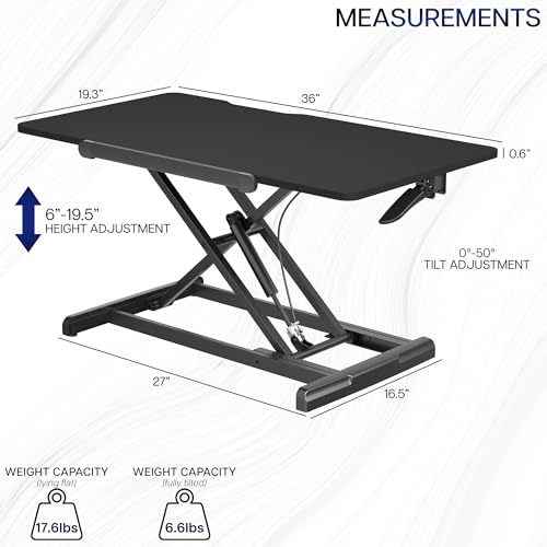 VIVO Black 36 in Tilting Stand Up Desk Converter, DESK-V036T