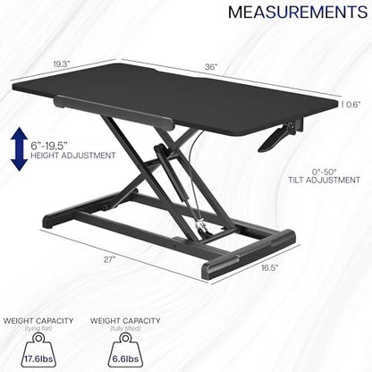 VIVO Black 36 in Tilting Stand Up Desk Converter, DESK-V036T