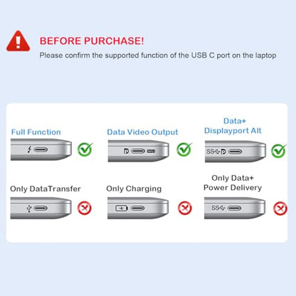 USB C to Dual HDMI Adapter, Dual Monitors Adapter USB C Hub with 2 HDMI