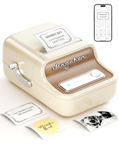NIIMBOT B21 Label Maker, 2 Inch Bluetooth Thermal Label Printer, White - color: White
