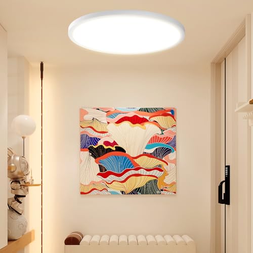 12-Inch Flush Mount Ceiling Light, Dimmable 2700K/3000K/3500K/4000K/5000K Selectable, 0.67in Super Slim 24W 2800LM Light Fixtures for Living Room, Kitchen, 12 Inch 1Pack White - color: White-1 Pack, size: 12 Inch