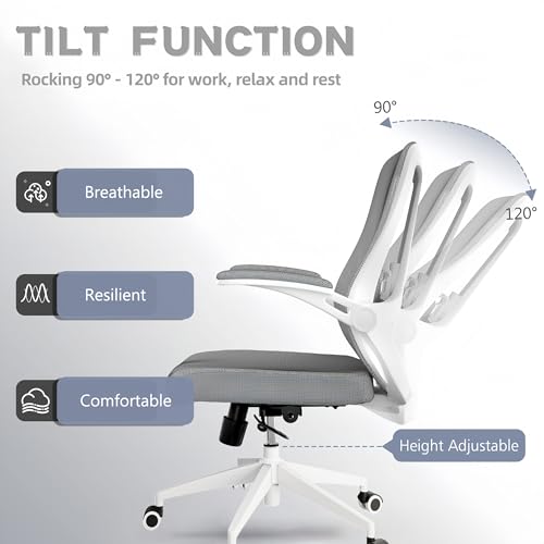 Ergonomic Office Chair - 350LB Comfy Desk Chairs with Lumbar Back Support, Mesh Computer Chairs with Wheels and Arms for Home Office, Study (Gray-Without Headrest) - color: 02gray