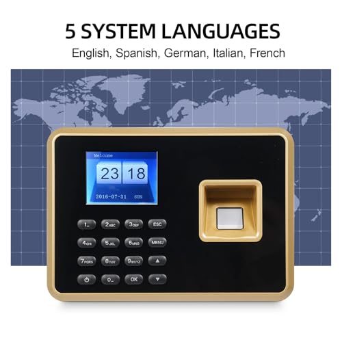 Biometric Time Clock For Small Businesses Employee Attendance Machine Support Fingerprint Password Recognition Data Management Device For Offices, Factories, Hotels, Schools and More(With USB and card - size: With USB and card