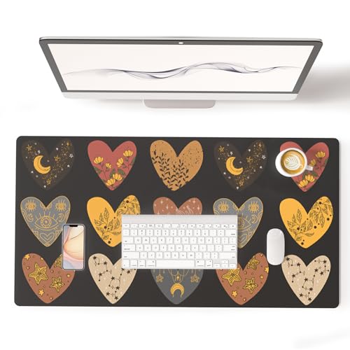 Colorful Star Magic Heart Large PU Leather Mouse Pad, 31.5" x 15.7" - color: Magic Heart, size: 31.5" x 15.7"