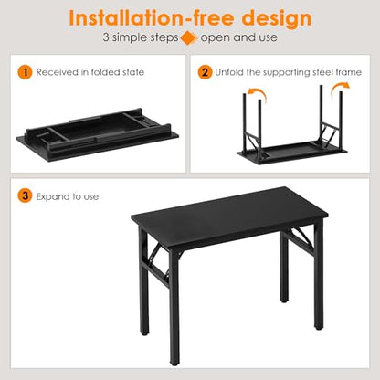 Need Small Folding Computer Desk, 31.5 Inch Writing Table, Black - color: Black, size: 31.5 inches