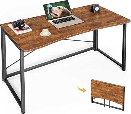 Huuger Folding Desk for Small Spaces, 39.4 Inch Foldable Computer Table - color: Rustic Brown, size: 18.9"D x 39.4"W