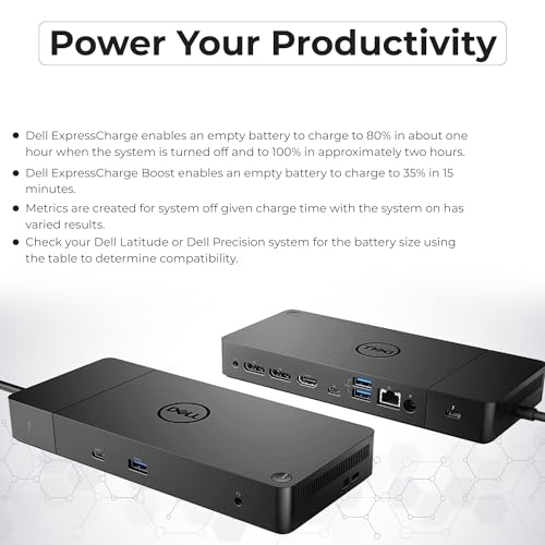 Dell WD19TB 180W Dock Bundle, 130W PD, Dual 4K + HDMI + DP + TB Cables + Cloth, Black - style: WD19TB New