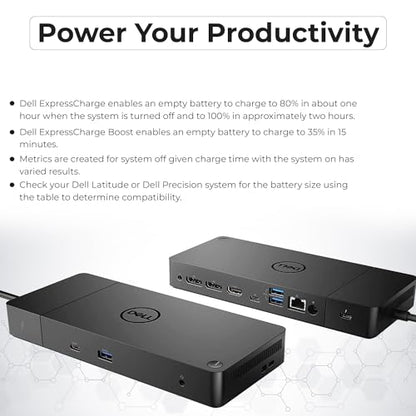 Dell WD19TB 180W Dock Bundle, 130W PD, Dual 4K + HDMI + DP + TB Cables + Cloth, Black - style: WD19TB New