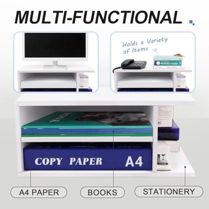SONGWAY Printer Stand with Storage for Desk - Desktop Printer Shelf, Monitor Stand Riser, Desk Paper Storage Organizer for Home Office