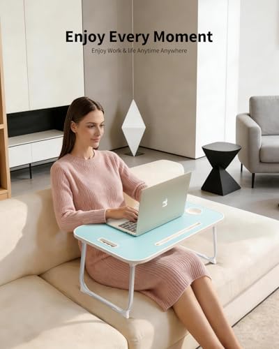 Ruxury Folding Lap Desk Bed Desk Laptop Table Tray, Breakfast Serving Tray, Portable & Lightweight Mini Table for Sofa Couch Floor - Blue - color: Blue