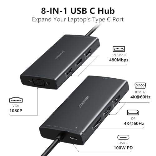 USB C Docking Station Dual Monitor Computer Multiple Monitor Hub Adapter