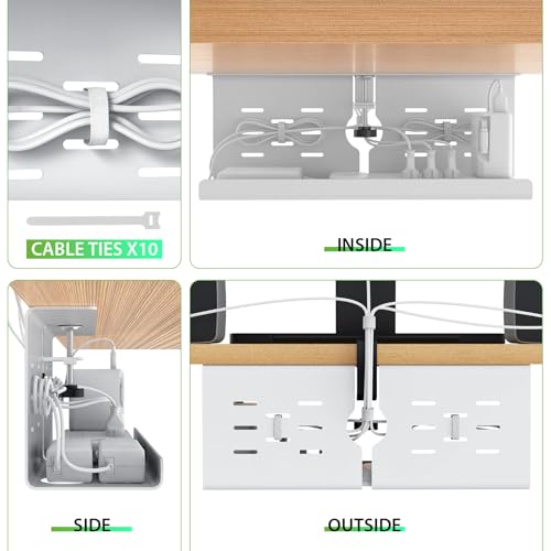 KEEGH 16 in Under Desk Cable Management Tray, Metal Cable Tary, 1 Pack - color: White, size: 1 Pack