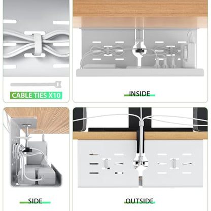 KEEGH 16 in Under Desk Cable Management Tray, Metal Cable Tary, 1 Pack - color: White, size: 1 Pack