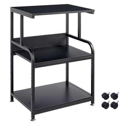Fannova Printer Stand, 3 Tier Printer Table with Height Adjustable Storage Shelf, Rolling Printer Cart with Wheels for Home Office Organization, Black - color: Black