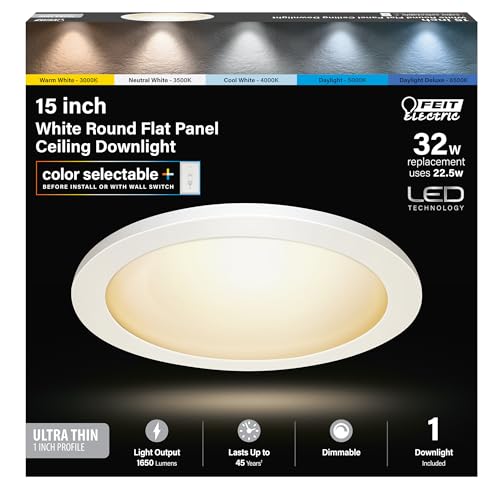 Feit Electric Flush Mount Ceiling Light Slim, Dimmable, 5CCT - 15 in - size: 15in. Downlight