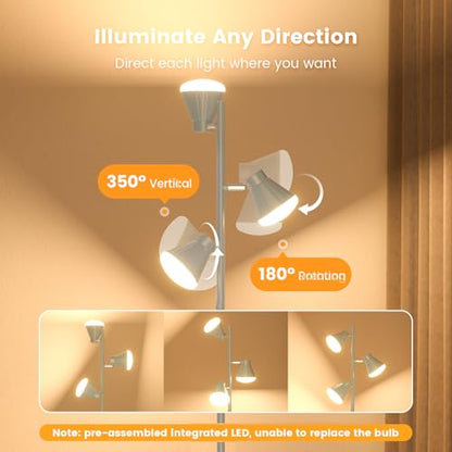 SIBRILLE 36W LED Tree Floor Lamp with Remote for Living Room Bedroom - color: Silver Gray