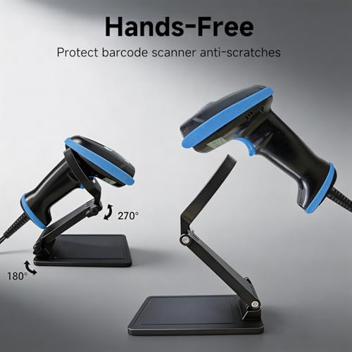 VOTTAN 2D USB Barcode Scanner with Stand, PDF417 Data Matrix Aztec QR Code Handheld Barcode Reader with Universal Holder