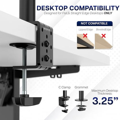 VIVO Dual Ultrawide Monitor Desk Mount, Heavy Duty Fully Adjustable Steel Stand, Holds 2 Computer Screens up to 38 inches and Max 22lbs Each, Black, STAND-V038 - color: Black, size: 13" - 38"