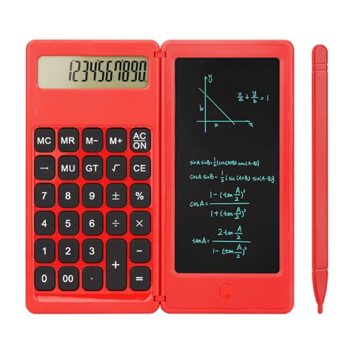 Desk Calculator, Desktop Small Calculators with Writing Notepad, Basic 4-Function Math Large Button Calculator, School Supplies, Middle/High School Students (Red) - color: Red