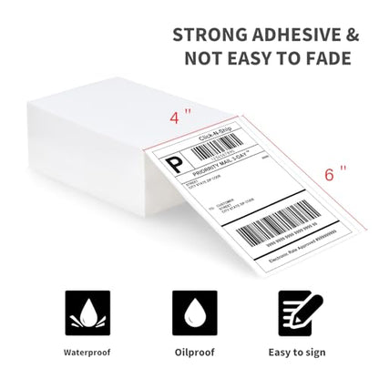 L LIKED 1000 4x6 Thermal Shipping Labels Fanfold, Direct Thermal Printer Labels Compatible with Zebra Rollo - Perforated Strong Adhesive - size: 1000 Labels