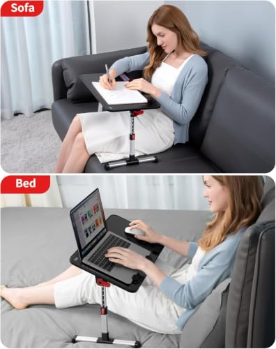 Laptop Desk Table, SAIJI Adjustable Laptop Stand, Portable Lap Desks - color: Black, size: 20.5*11.8 inches