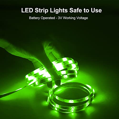 echosari Strip Lights Battery Powered with Remote Timer for Cabinet Shelve - color: Green, size: 9.8Ft