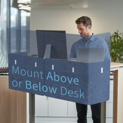 Desk Privacy Panel, 48" × 19" L-Shaped Cubicle Desk Divider, Blue - color: Navy Blue, size: 47.2" × 18.7"