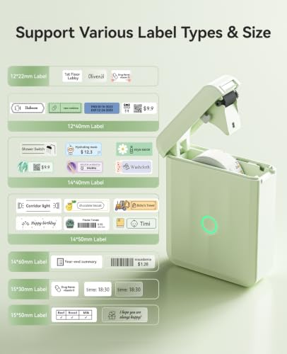NIIMBOT D110 Label Maker Machine with Tape, Bluetooth Label Printer, Green - color: Green