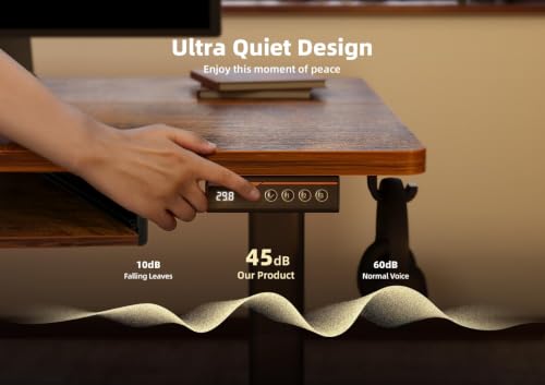 YDN Standing Desk 48 Inch Computer Desk with Keyboard Rustic Brown | Ergonomic desk for home office and gaming, 28.3 to 46.5 inch electric height adjustment, 176 lbs capacity - color: Rustic Brown