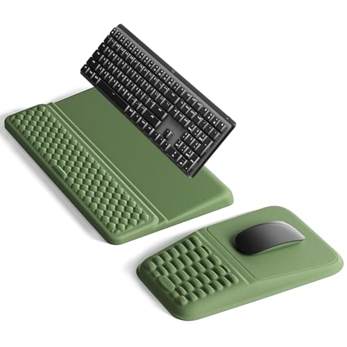 Vaydeer Keyboard Stand and Mouse Pad Set, Soft Memory Foam Wrist Rest - color: Olive Green, style: No Storage Slot