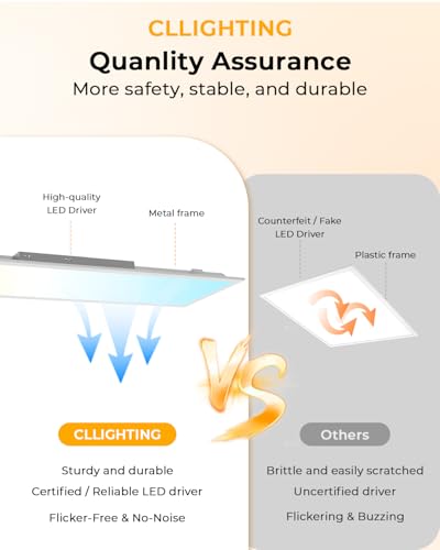 1x4 LED Flat Panel Light 2Pack 5CCT Selectable, 0-10V Dimmable | 5000LM, 3000K/3500K/4000K/5000K/6300K Adjustable, 20W/25W/30W/35W/40W Selectable, Recessed Drop Ceiling Lighting for Office - size: 1 Feet by 4 Feet